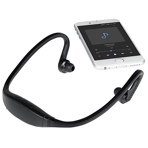 Additional Image 1 - a black earbud with a white cell phone
