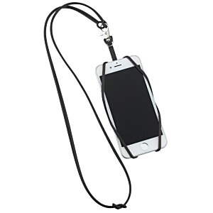 Additional Image 3 - a black and silver cell phone with a lanyard