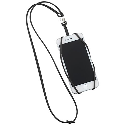 Additional Image 3 - a black and silver cell phone with a lanyard