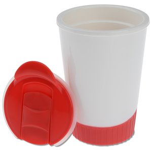Additional Image 2 - a white and red plastic cup with a red lid