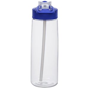 Additional Image 3 - a clear plastic water bottle with a blue lid