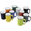 a group of colorful mugs