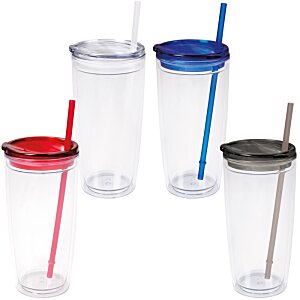 Additional Image 2 - a group of plastic cups with straws