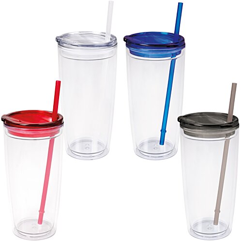 Additional Image 1 - a group of plastic cups with straws