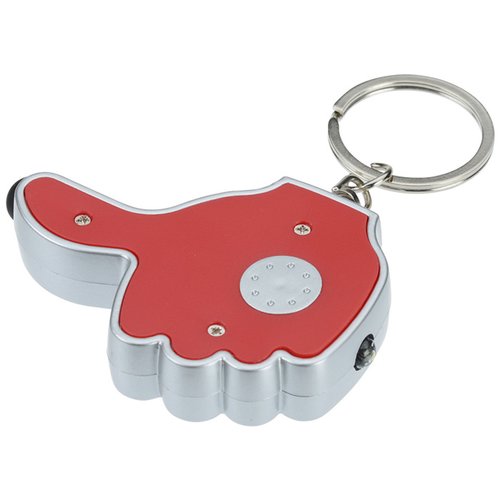 Additional Image 3 - a key chain with a red and silver hand shape