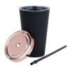 View Image 2 of 3 of Matte Rubberized Tumbler with Straw - 16 oz. - Metallic Lid