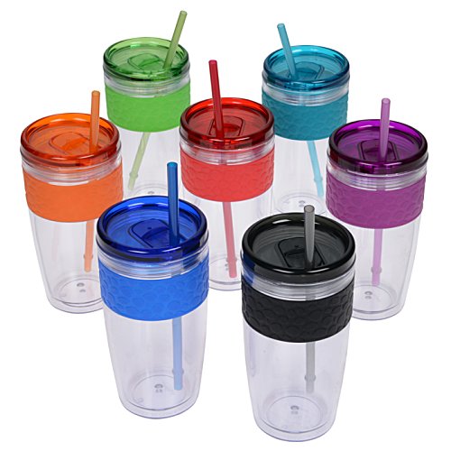 Additional Image 2 - a group of plastic cups with straws