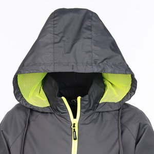 Additional Image 2 - a grey and yellow hooded coat