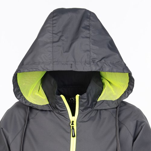 Additional Image 2 - a grey and yellow hooded coat