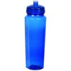 a blue water bottle with a lid