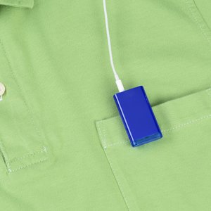 Additional Image 4 - a blue tag on a green shirt