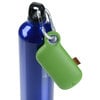 a blue cylinder with a green keychain