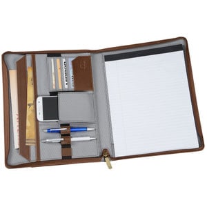 Additional Image 1 - a brown briefcase with a white sheet of paper