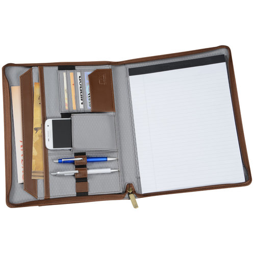 Additional Image 1 - a brown briefcase with a white sheet of paper