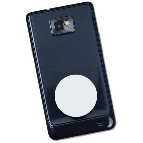 Additional Image 6 - a black cell phone with a white circle on it