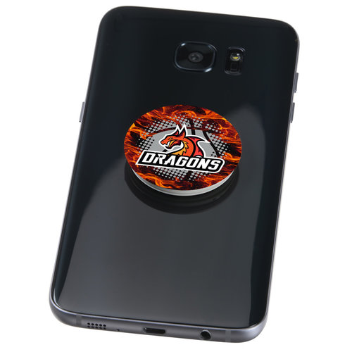 Additional Image 1 - a black cell phone with a red logo on it