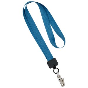 Additional Image 2 - a blue lanyard with a metal hook