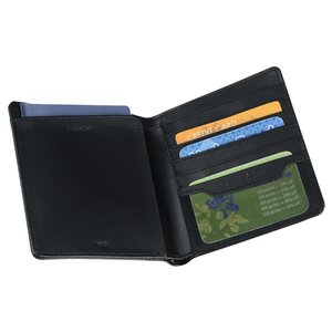 Additional Image 2 - a black wallet with a green and blue card inside