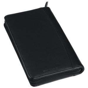 Additional Image 2 - a black leather case with a zipper