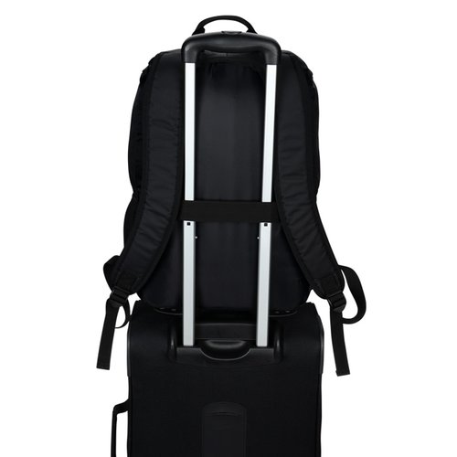 Additional Image 3 - a black suitcase with silver straps