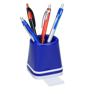 Additional Image 4 - a blue pen holder with pens in it