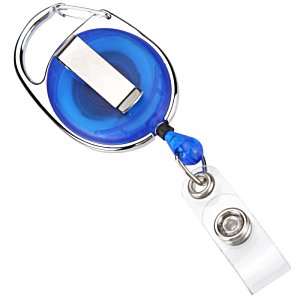 Additional Image 2 - a blue and silver retractable badge holder