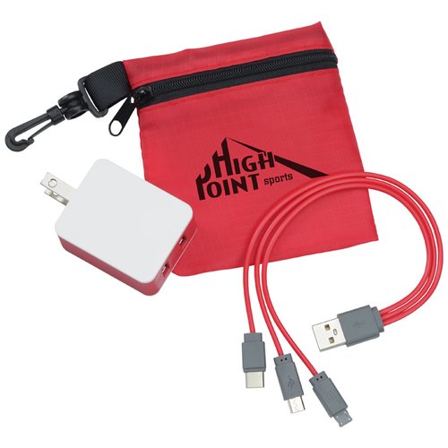 Additional Image 1 - a red bag with a white cord and a white usb cable