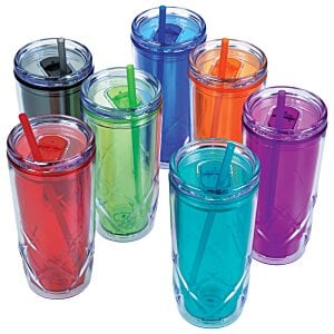 Additional Image 3 - a group of colorful cups with straws