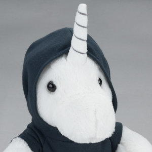 Additional Image 2 - a white stuffed animal with a black hoodie