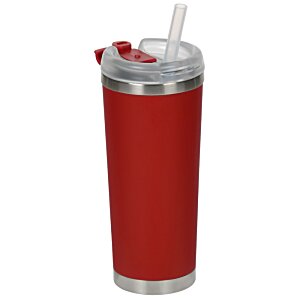 Additional Image 1 - a red and silver cup with a straw