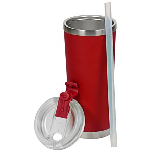 Additional Image 3 - a red and silver cup with a white straw