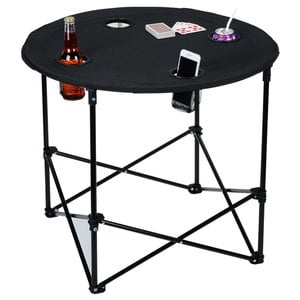 Additional Image 3 - a round black table with metal legs