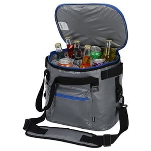 Additional Image 1 - a grey cooler bag with a black strap