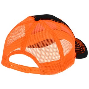 Additional Image 1 - an orange hat with a black and white mesh