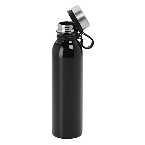 Additional Image 1 - a black water bottle with a black cap