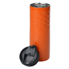 a orange cylinder with a black lid