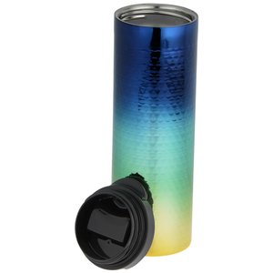 Additional Image 1 - a blue and yellow cylindrical container with a black cap
