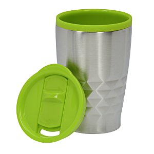 Additional Image 1 - a silver and green cup with a green lid