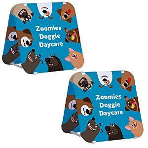 Additional Image 1 - a pair of blue square coasters with cartoon animals on them