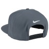 a grey hat with a white swoosh