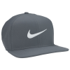 a black hat with a white swoosh