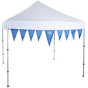 Additional Image 1 - a white tent with blue triangle flags