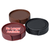 View Image 3 of 4 of Vintage Round Bonded Leather Coaster Set