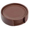 View Image 4 of 4 of Vintage Round Bonded Leather Coaster Set