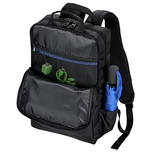 Additional Image 7 - a black backpack with blue trim