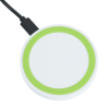 a white circle with green border