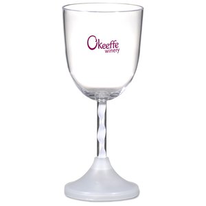 Additional Image 1 - a clear wine glass with a red writing on it