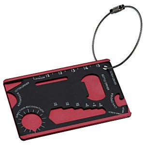 Additional Image 4 - a red and black tag with a black and red design