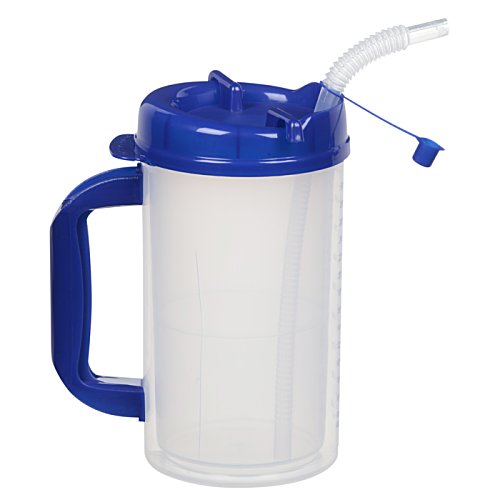Additional Image 3 - a white and blue plastic water bottle with a straw