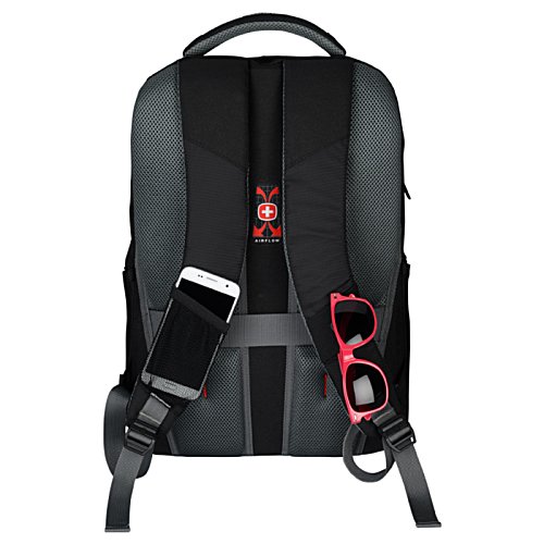 Additional Image 3 - a black backpack with a phone and sunglasses